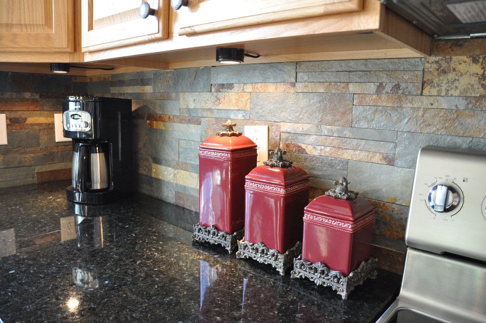 Slate Backsplash Tile Kitchen Eclectic with Backsplash Counter Countertop Granite