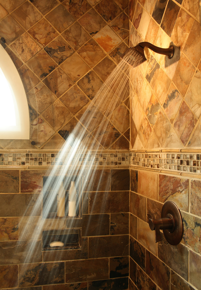 Slate Shower Tile Bathroom Traditional with Brizo Faucets Slate Tile