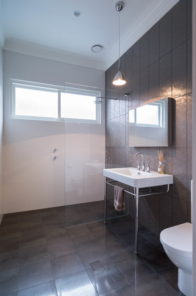 Slate Tile Bathroom Bathroom Transitional with Bathroom Mirror Botticino Marble1