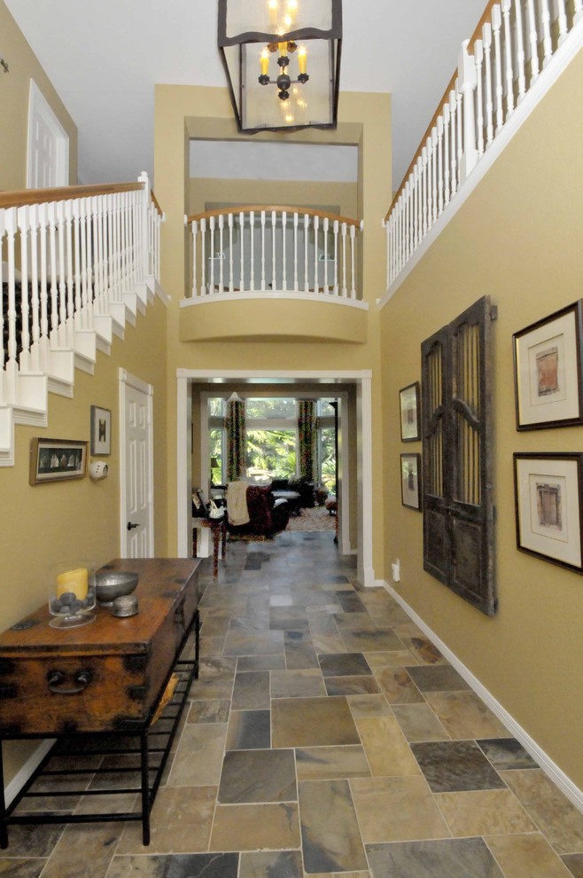 Slate Tile Flooring Entry Traditional with None 