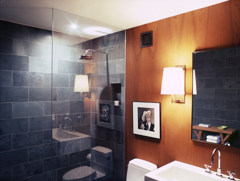 Slate Tile Shower Bathroom Modern with Showers Teak Paneling Slate
