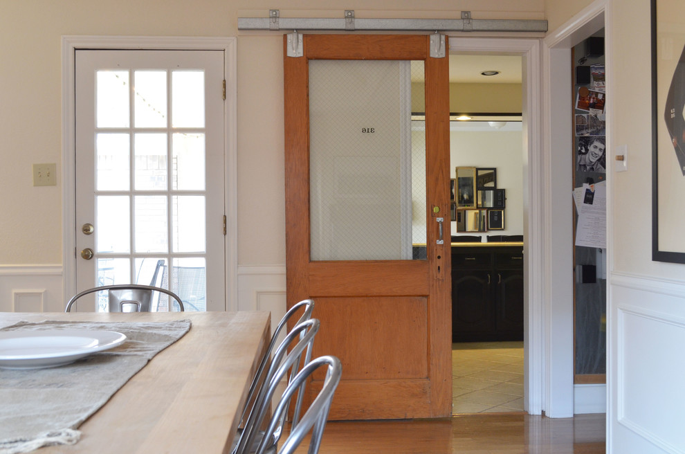 Sliding Barn Doors Dining Room Eclectic with Barn Door Farm French