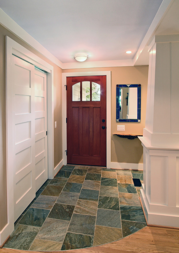 Sliding Closet Door Entry Traditional with Column Entrance Foyer Front