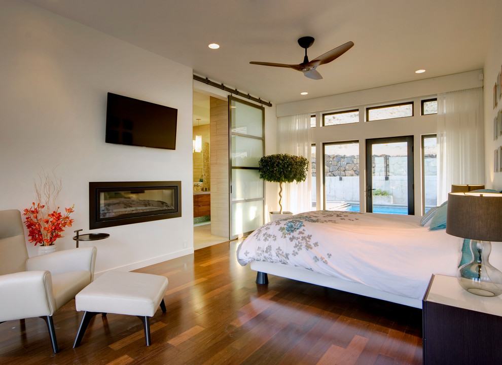 Sliding Door Valance Bedroom Contemporary with Barn Door Bedroom Fireplace