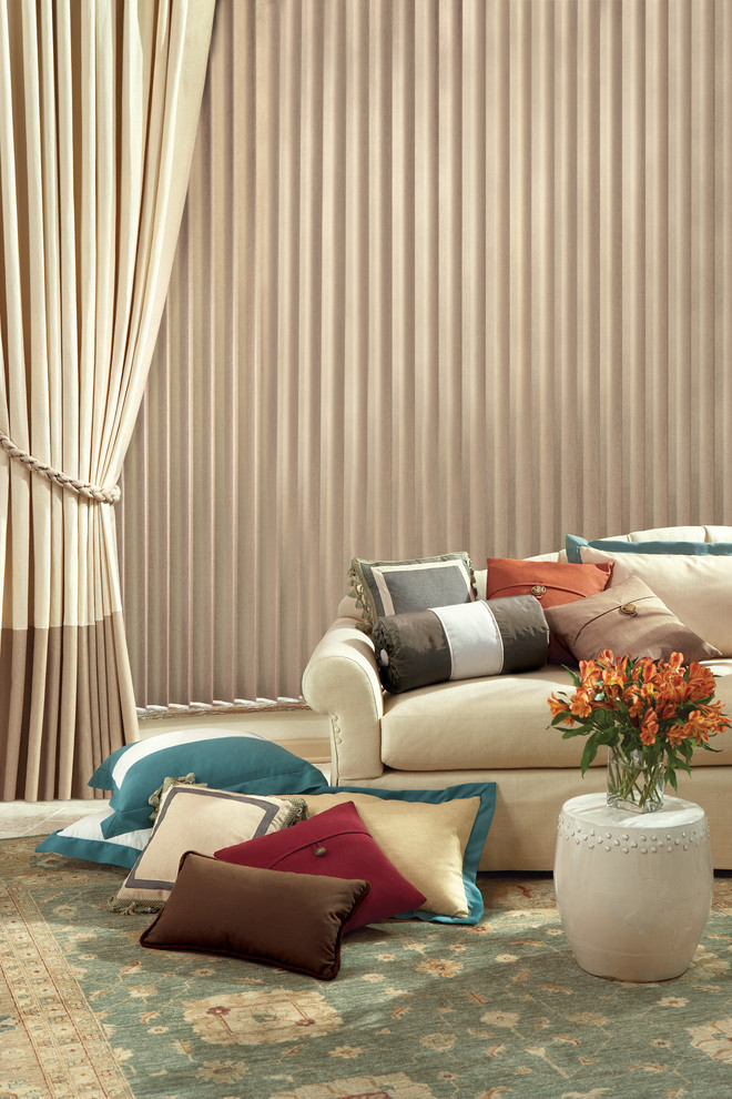 Sliding Door Window Treatment Living Room Transitional with Banded Side Panels Corded