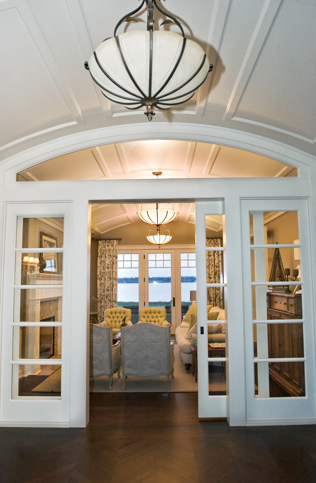 Sliding French Doors Family Room Traditional with None 