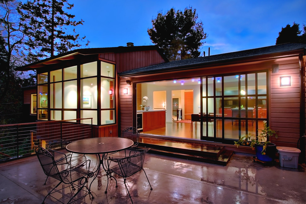 Sliding Patio Door Window Treatments Exterior Contemporary with Concrete Flooring Corner Windows