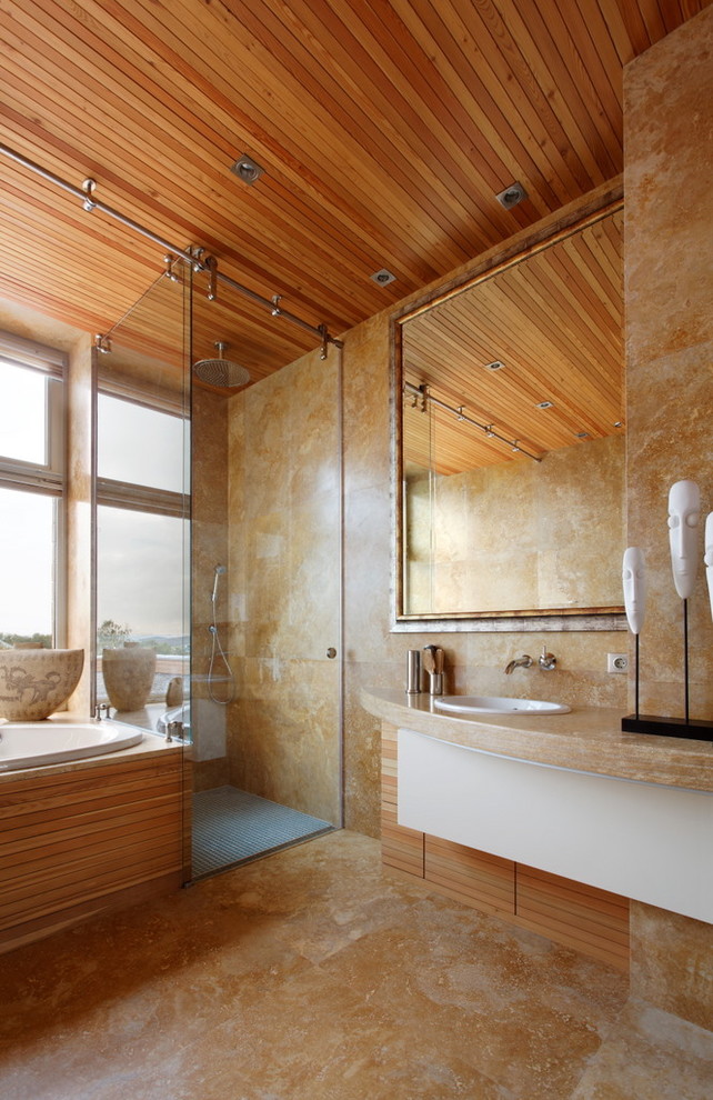 Sliding Shower Doors Bathroom Contemporary with Glass Shower Large Mirror