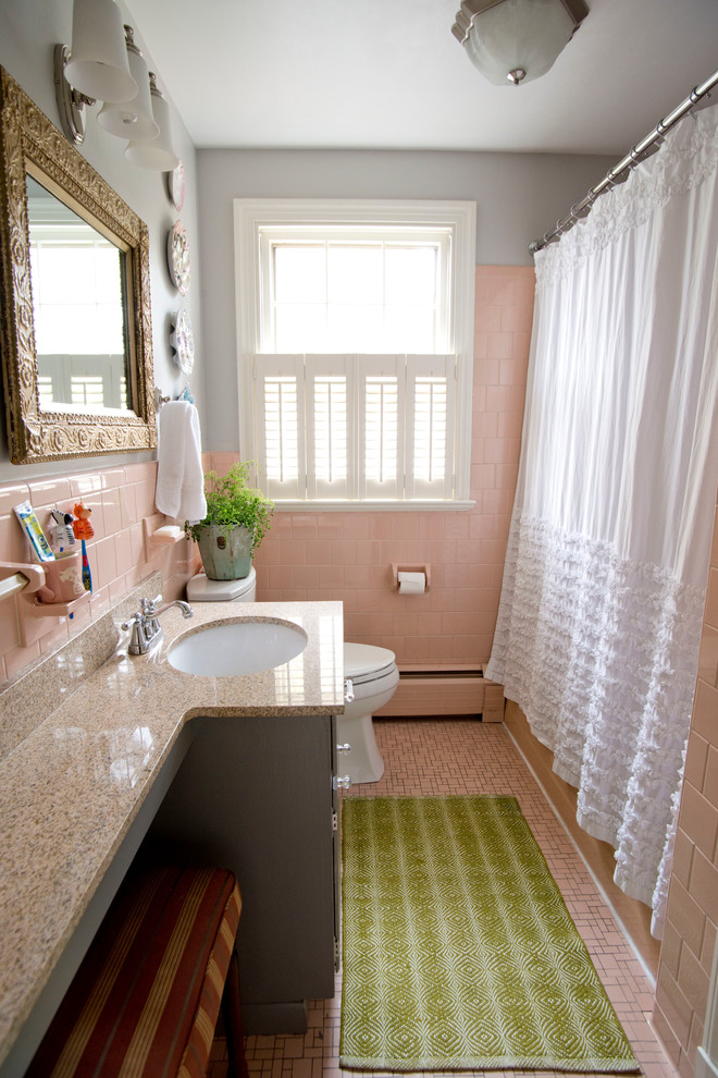 Slim Bathroom Vanity Bathroom Eclectic with Gray Pink and Gray