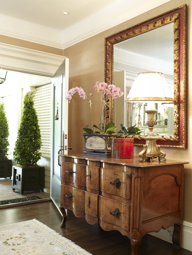 Slim Console Table Entry Traditional with Accessories Crown Moulding Custom