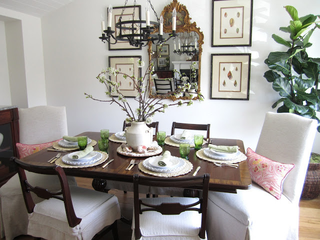 Slip Covered Dining Chairs Dining Room Contemporary with None 