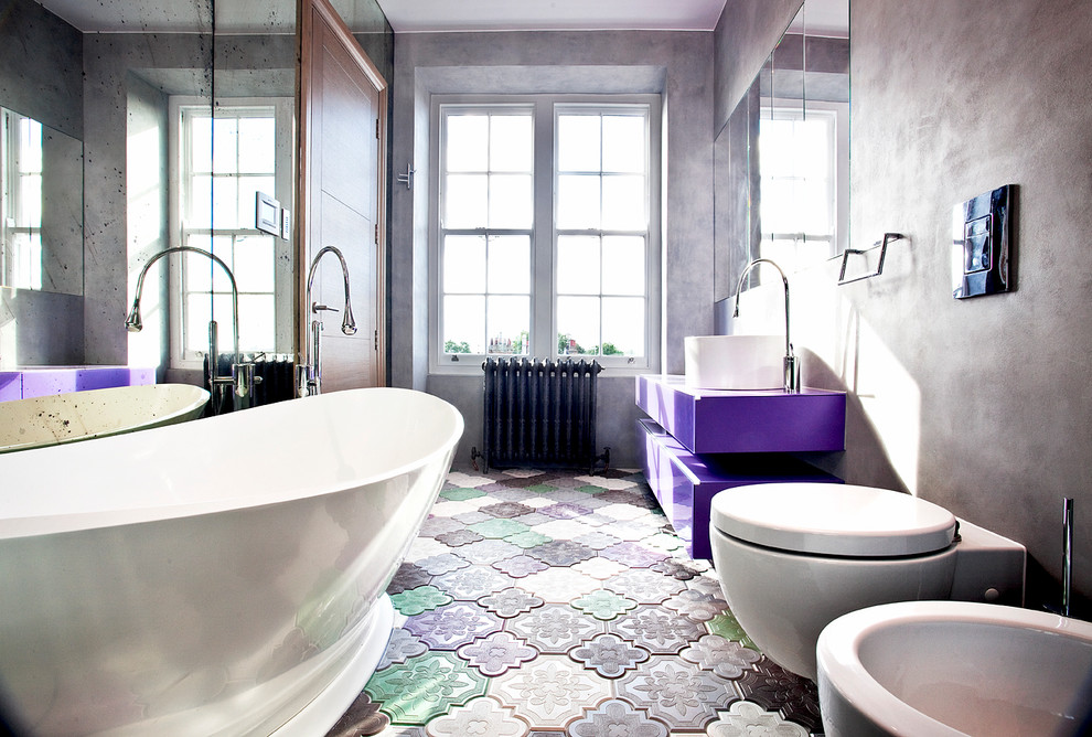 Small Bathroom Floor Tile Bathroom Contemporary with Bathroom Doors Bidet Concrete