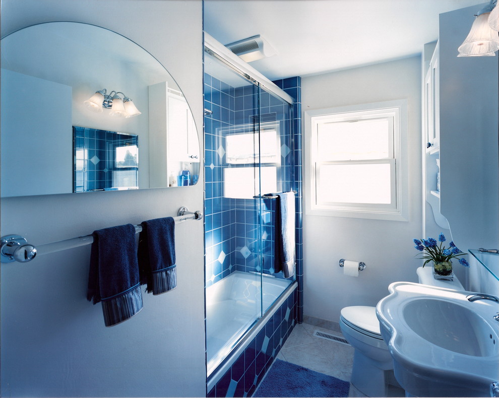 Small Bathroom Remodeling Ideas Bathroom Traditional with Bath Mat Blue Bathroom