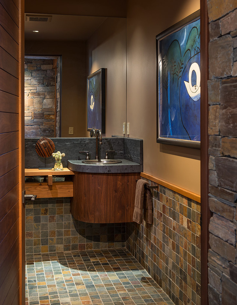 Small Bathroom Sinks Powder Room Contemporary with Bathroom Mirror Beige Wall