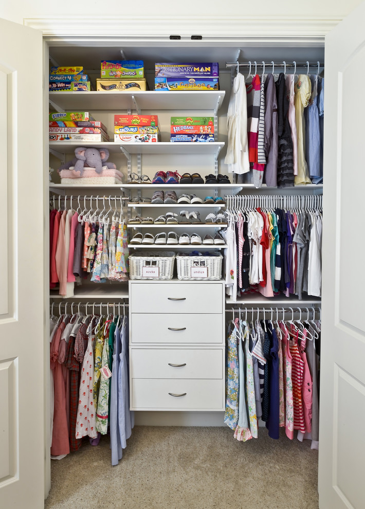 Small Closet Design Ideas Closet Contemporary with Adjustable Shelving Carpeting Childrens