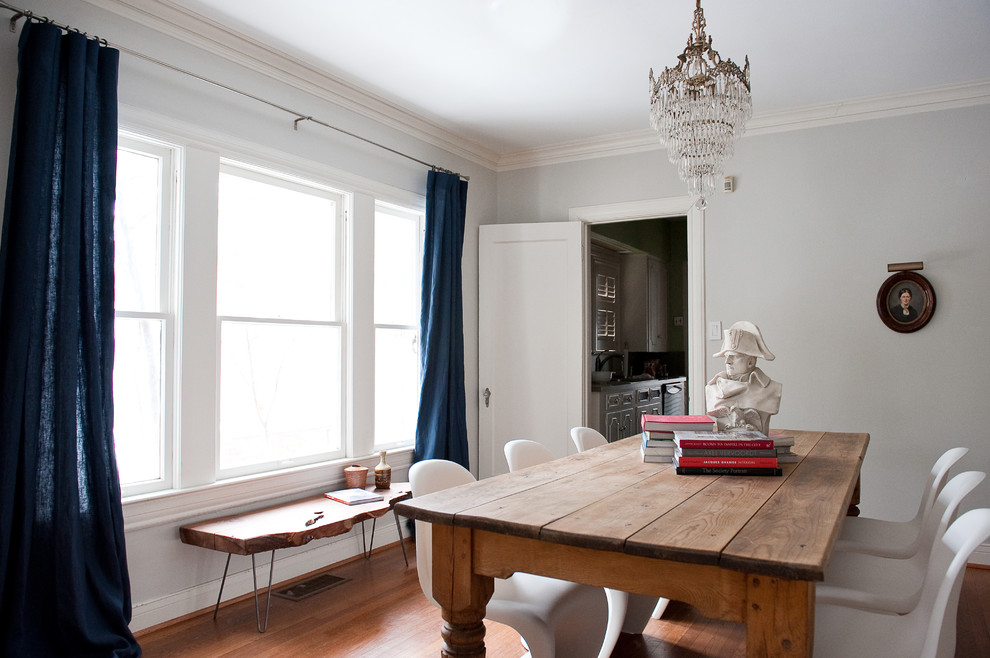 Small Console Table Dining Room Eclectic with Blue Curtain Panels Bust
