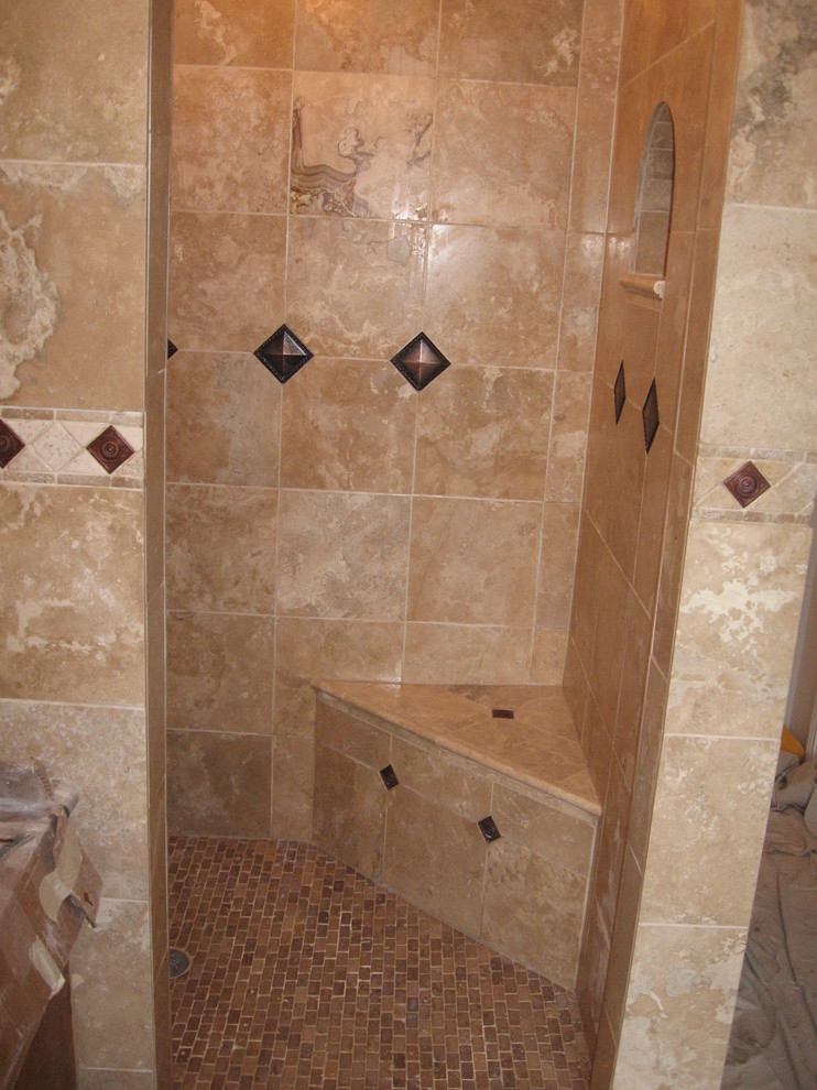 Small Corner Bench Bathroom with None 