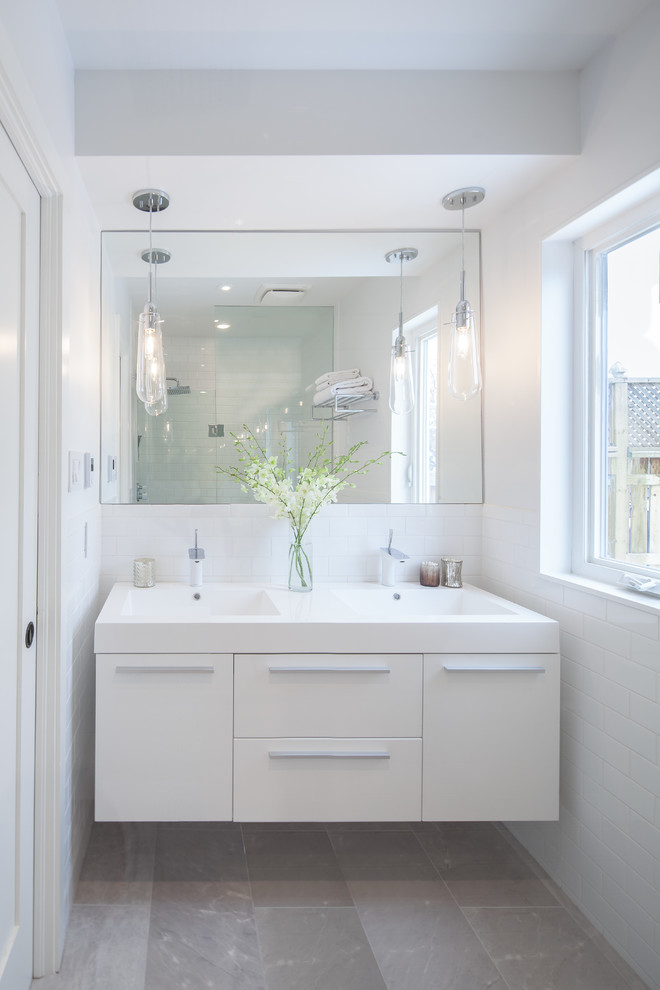 Small Double Vanity Bathroom Contemporary with Bar Pulls Double Vanity