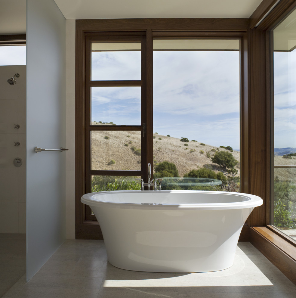 Small Freestanding Bathtubs Bathroom Contemporary with Corner Windows Floor To
