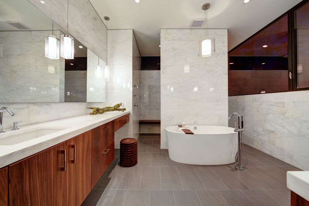Small Freestanding Tubs Bathroom Contemporary with Clean Lines Curbless Shower
