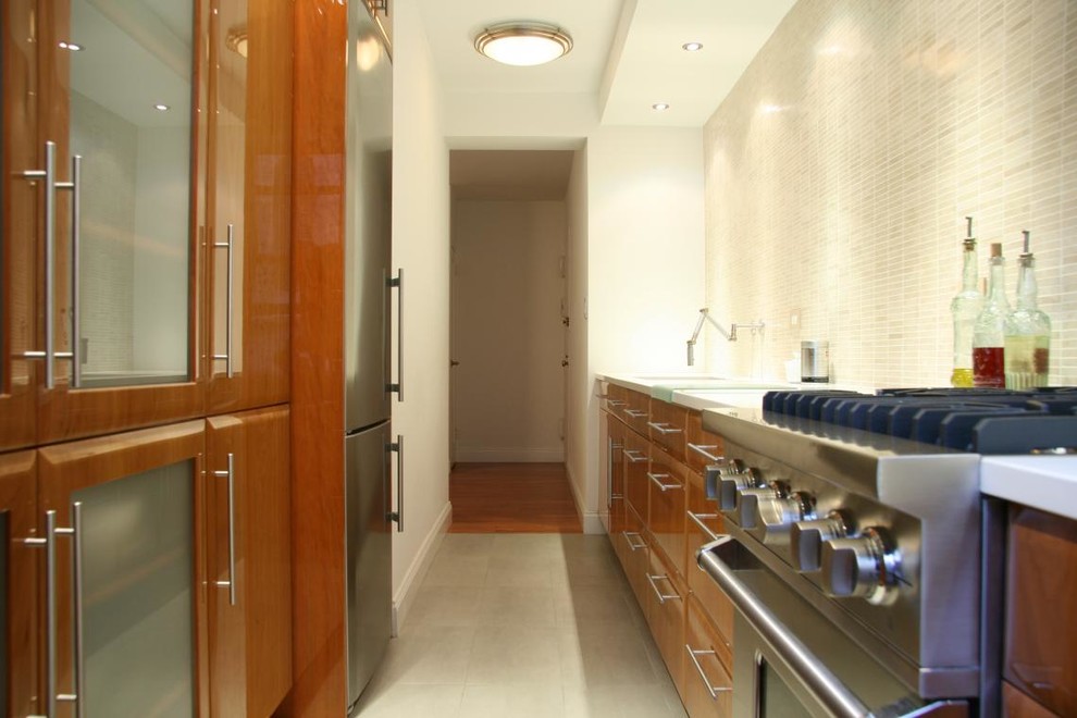 Small Galley Kitchen Remodel Kitchen Transitional with Frosted Glass Cabinet Galley3