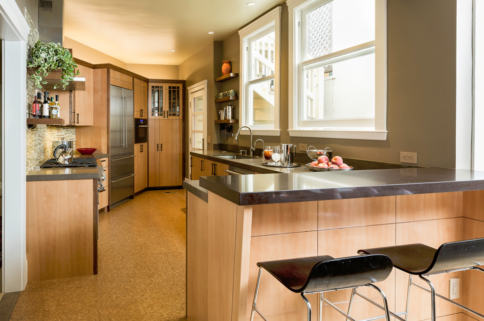Small Kitchen Remodels Kitchen Contemporary with Black Counter Stools Black
