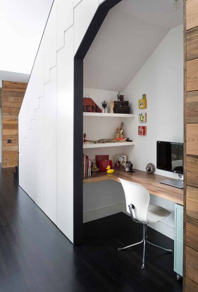 Small Office Spaces Home Office Contemporary with Dark Wood Floor Hallway