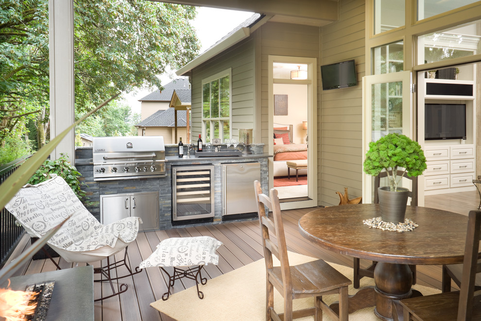 Small Outdoor Kitchens Deck Traditional with Concrete Deck Design Designer