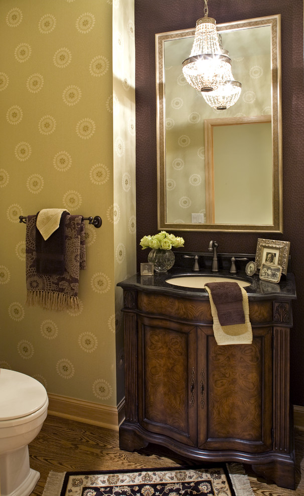Small Powder Room Vanities Powder Room Traditional with Accent Wall Baseboards Bath