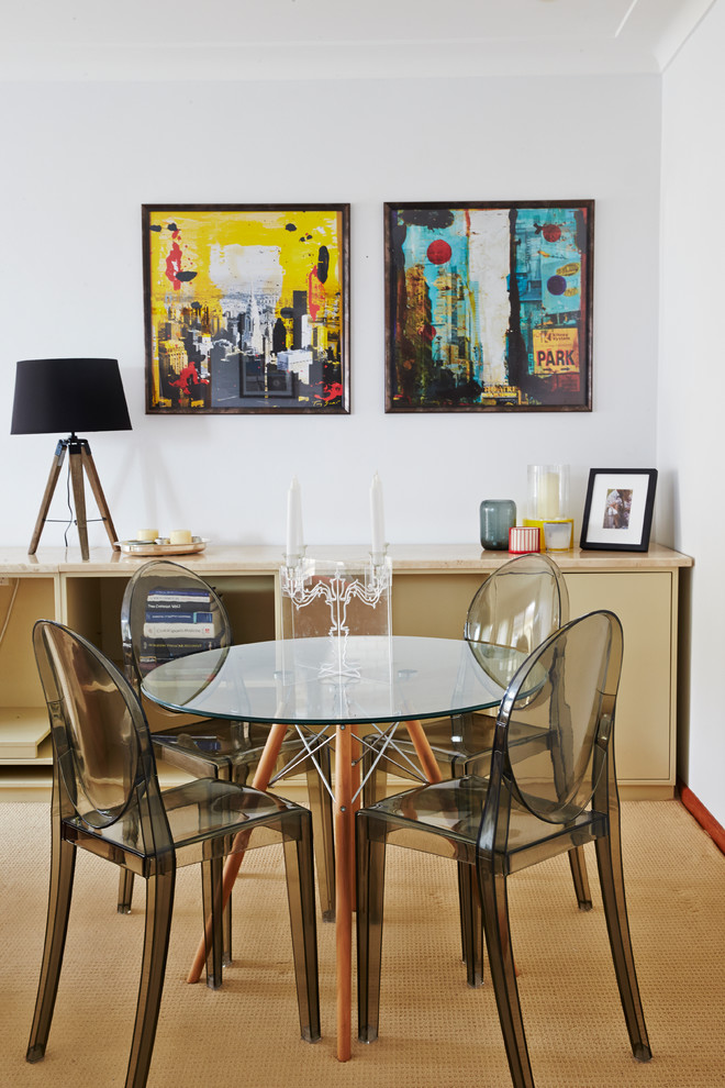 Small Round Dining Table Spaces Contemporary with Colourful Colourful Prints Contemporary