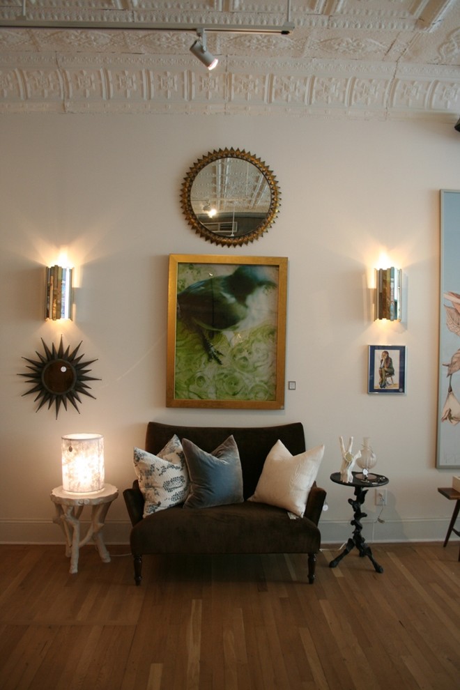 Small Space Furniture Living Room Eclectic with Art Arrangement Art Deco