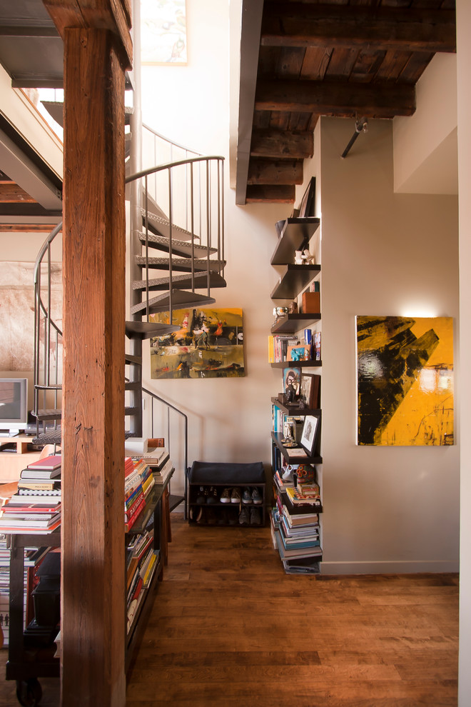Small Spiral Staircase Living Room Industrial with None 