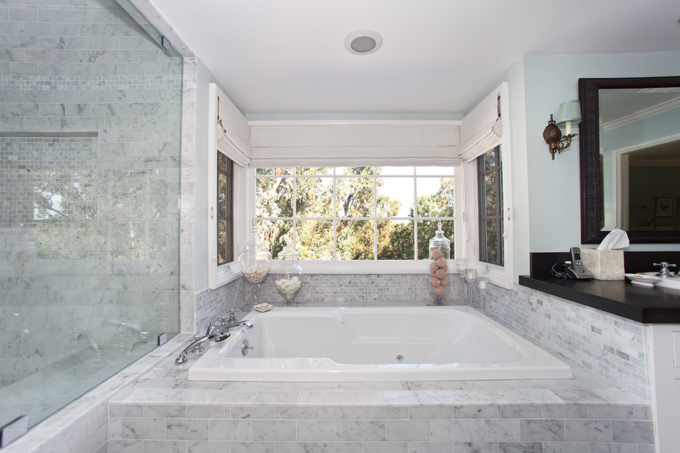 Small Subway Tile Bathroom Contemporary with Bathroom Sconces Carrara Marble
