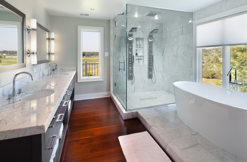 Soaking Tubs for Two Bathroom Transitional with Bathtub Body Sprays Freestanding