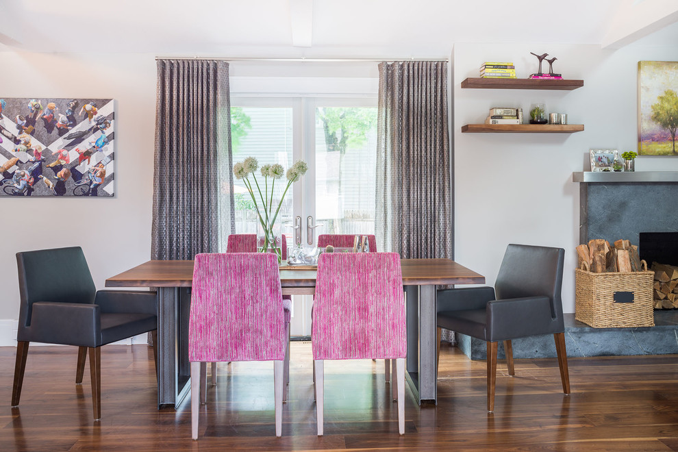 Soapstone Fireplace Surround Dining Room Contemporary with Contemporary Dining Room Fuschia