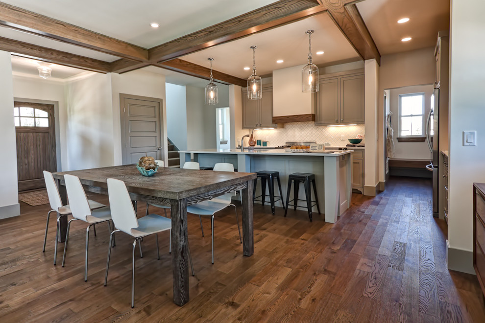 Solid Hardwood Flooring Dining Room Traditional with Brushed Brushed and Oiled