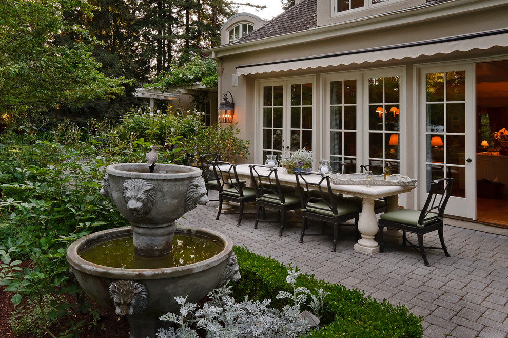 Solid Patio Covers Patio Mediterranean with Atherton Awning Backyard Fountain