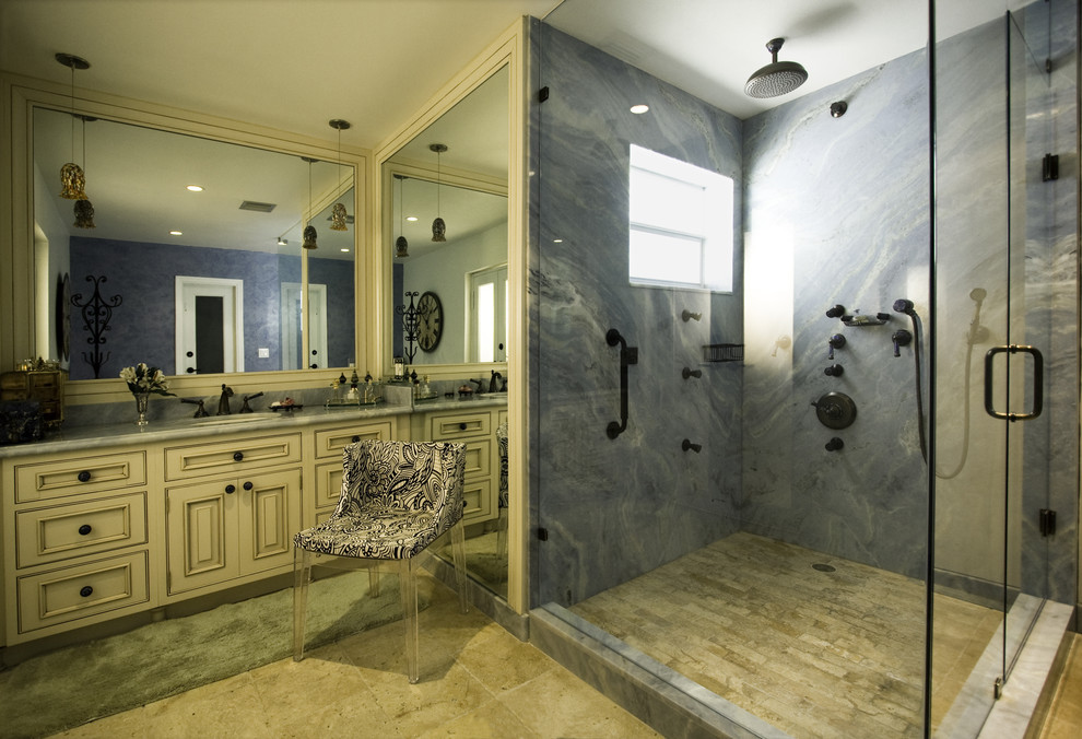 Solid Surface Shower Walls Bathroom Mediterranean with Cabinets Kartell Mademoiselle Chair
