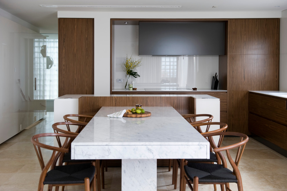 Space Saving Kitchen Table Kitchen Contemporary with Beige Stone Floor Corian