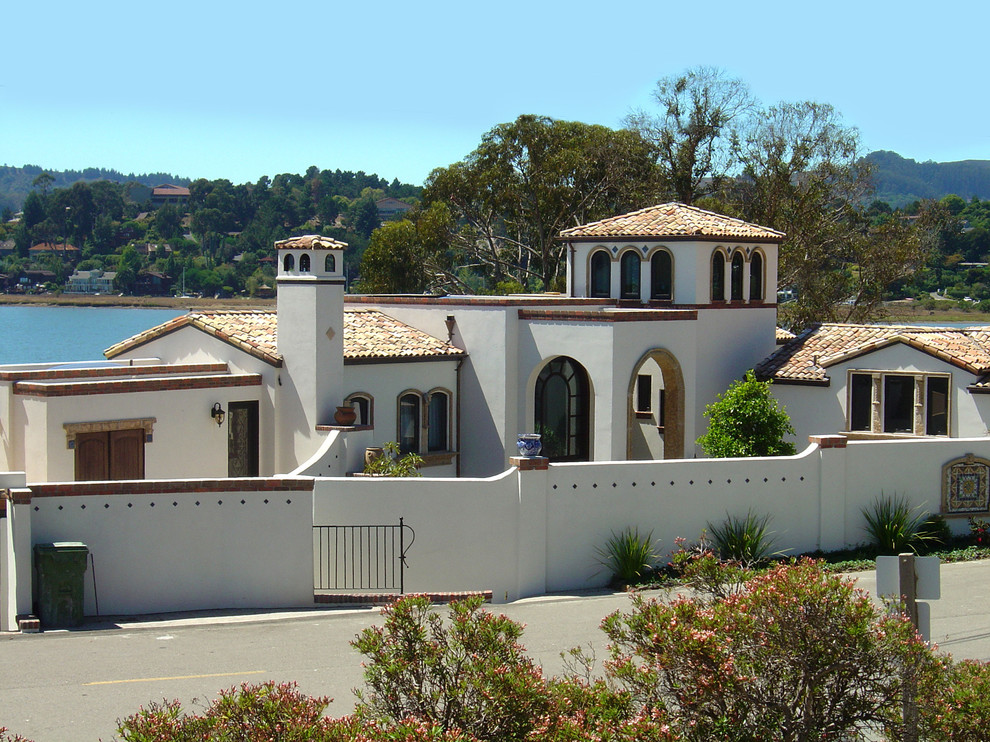Spanish Tile Roof Exterior Mediterranean with Arch Entrance Entry Mediterranean