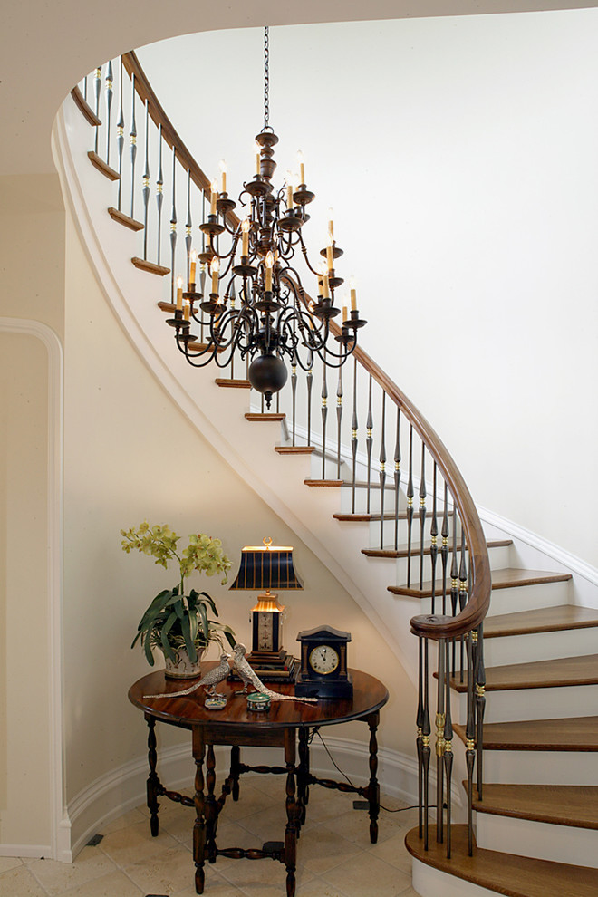 Spindles for Stairs Staircase Traditional with Accent Table Chandelier Clock