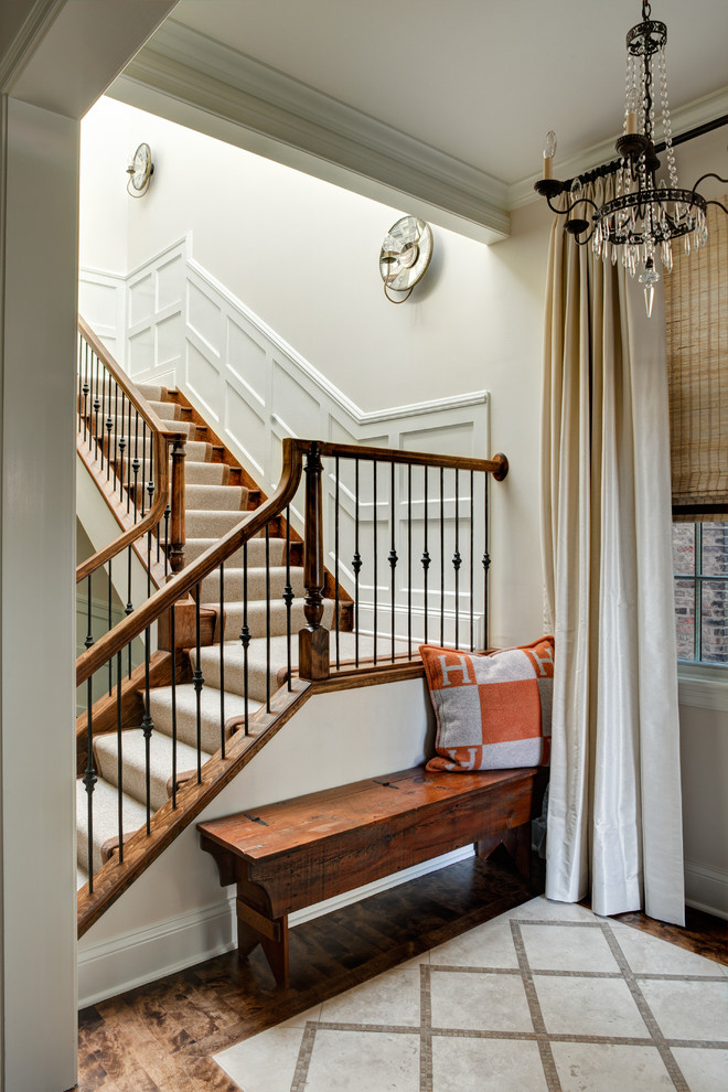 Spindles for Stairs Staircase Traditional with Baseboard Black Wire Chandelier