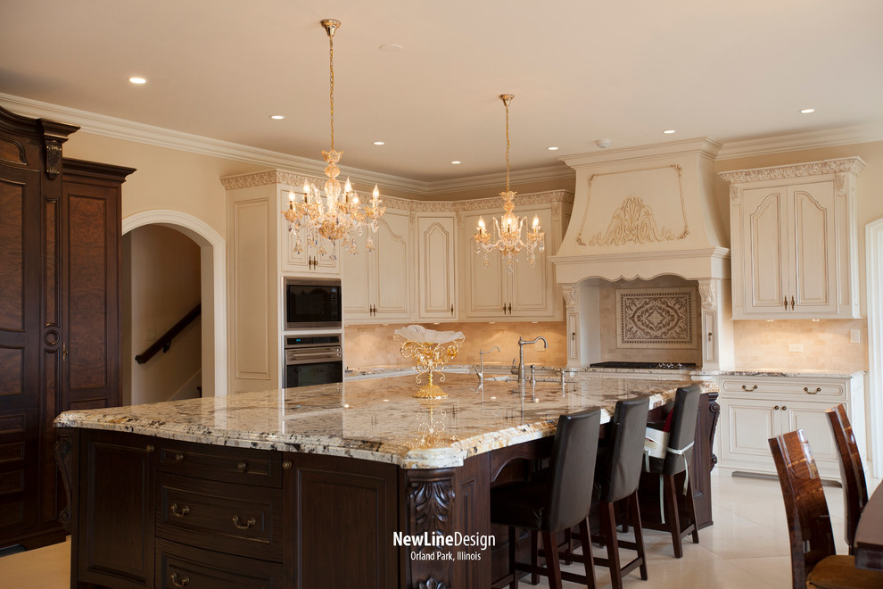 splendor gold granite Kitchen Traditional with 3x6 Subway Tile Builder