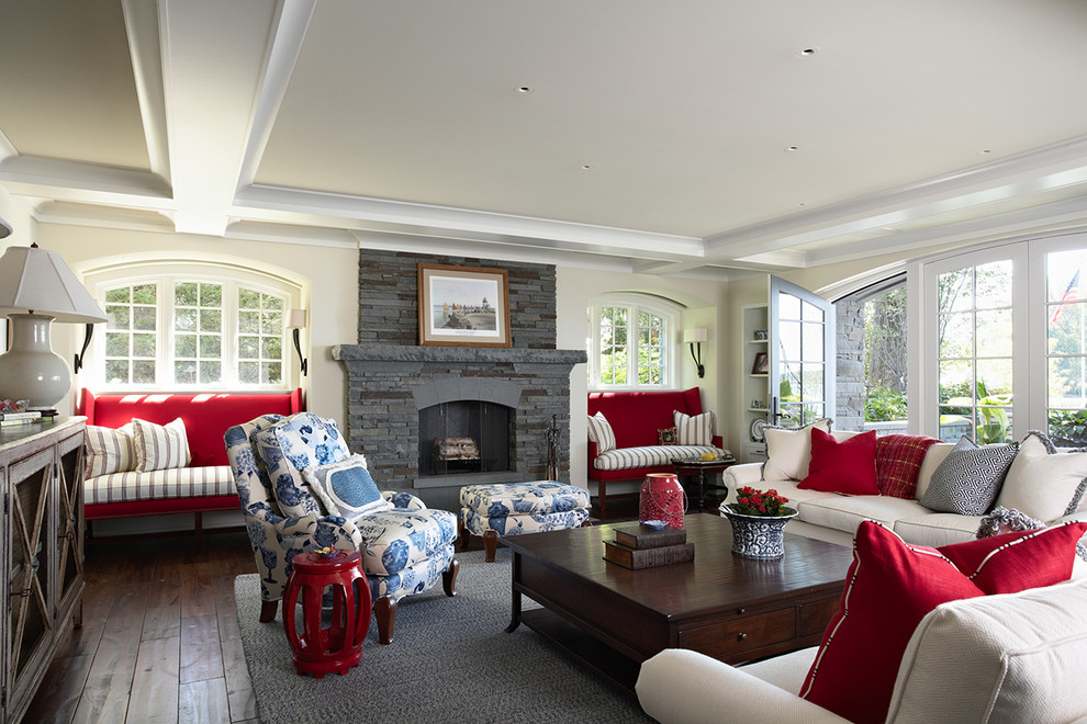 Square Cocktail Table Family Room Traditional with Accent Color Arched Window