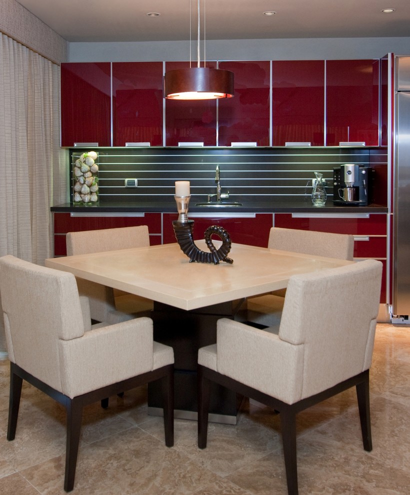 Square Pedestal Table Kitchen Contemporary with Armchairs Coffee Maker Dining