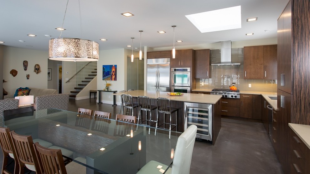 Square Recessed Lighting Kitchen Modern with Backsplash Cabinets Dark Wood