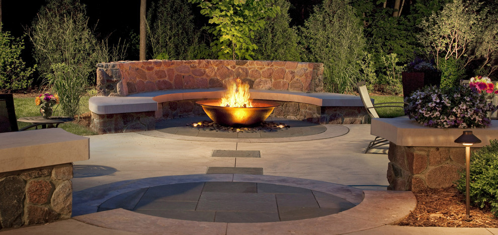 Square Stone Fire Pit Patio Craftsman with Curb Appeal Garden Ideas