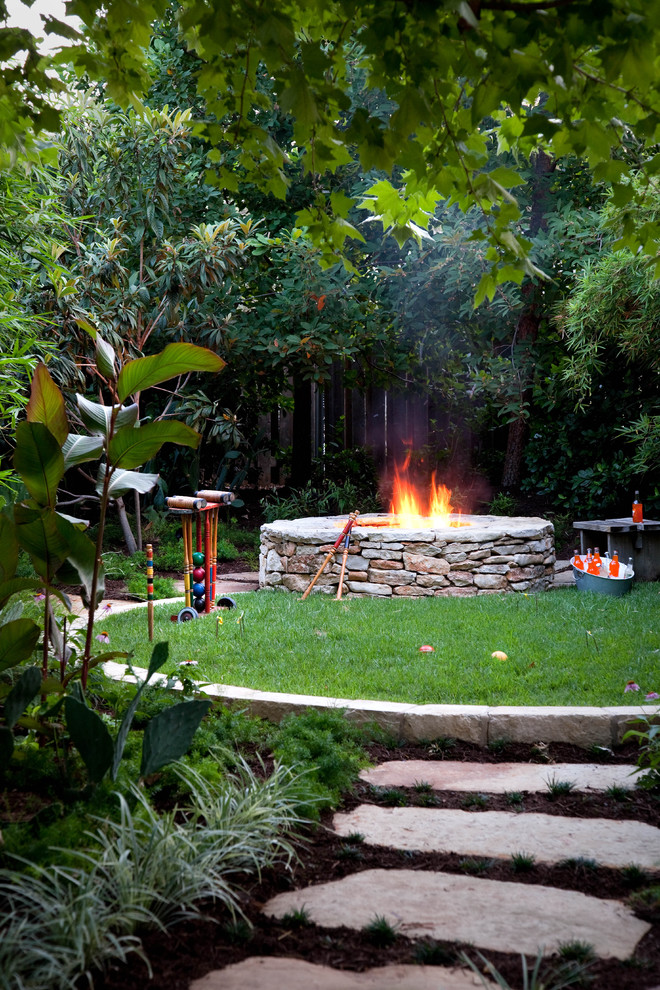 Stacked Stone Fire Pit Landscape Traditional with Croquet Fire Pit Firepit