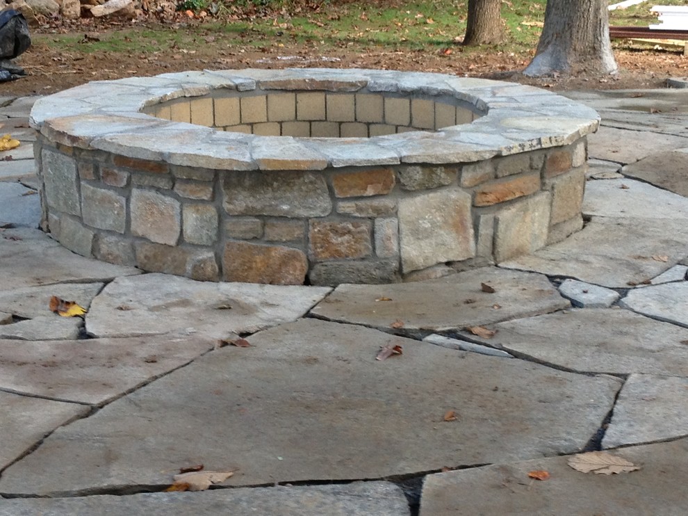 Stacked Stone Fire Pit Landscape Traditional with Flagstone Fire Pit And