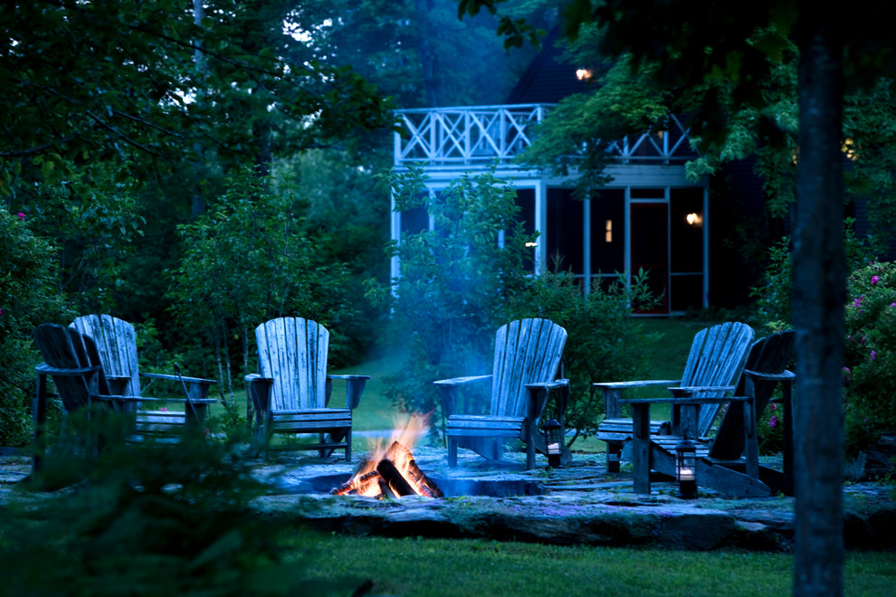 Stacked Stone Fire Pit Patio Rustic with Cabin Contemporary Cottage Fire
